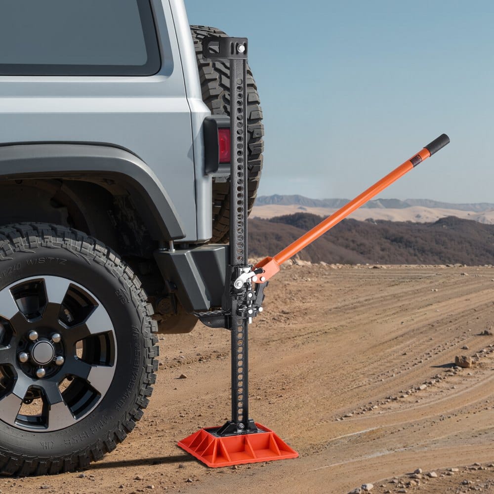 Mezőgazdasági emelő talppal, 122 cm-es nagy emelésű mezőgazdasági emelő, 3,18 tonna teherbírású racsnis terepjáró emelők, nagy teherbírású emelők 130,1-1079,5 mm emelési tartománnyal traktorokhoz, teherautókhoz, terepjárókhoz